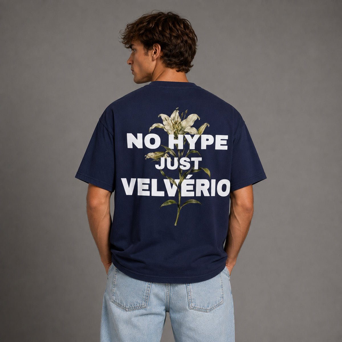 Velvério T-Shirt Flower No Hype Just Velvério - Navy Blue