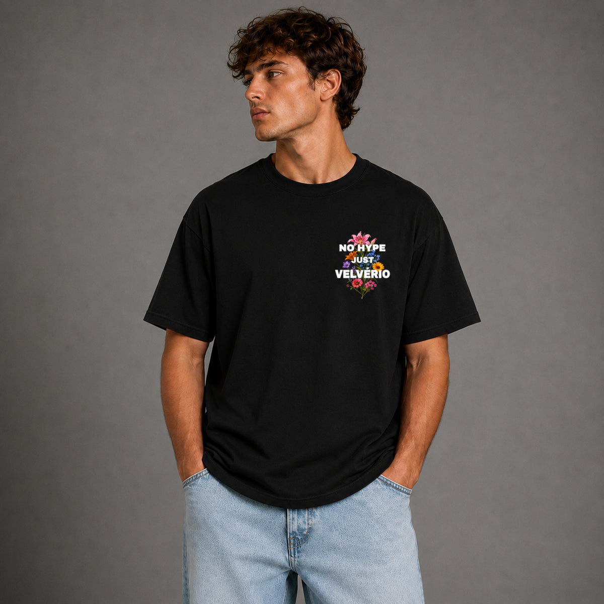 Velvério T-shirt No Hype Just Velverio Flowers - Black